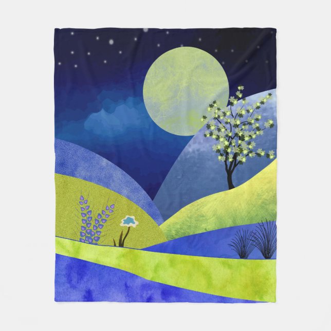 Spring Moonrise Fleece Blanket (Front)