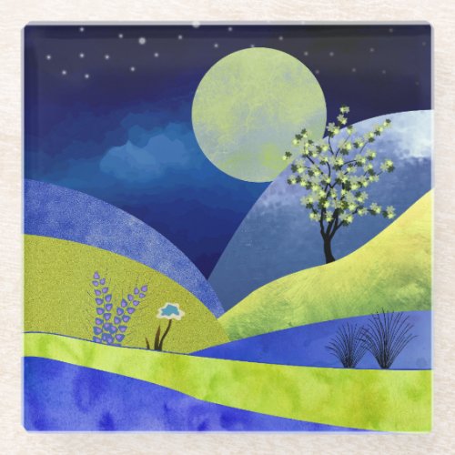 Spring Moonrise Glass Coaster
