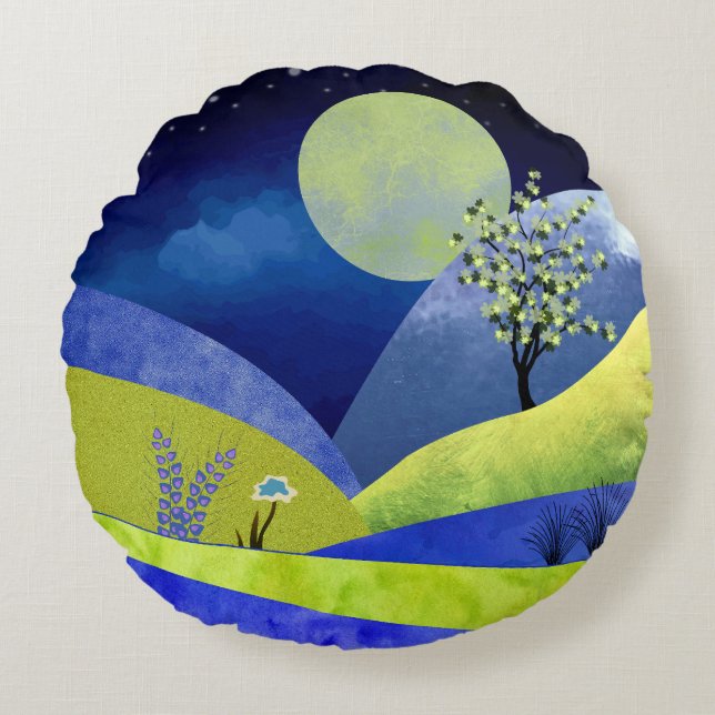 Spring Moonrise Round Pillow (Front)