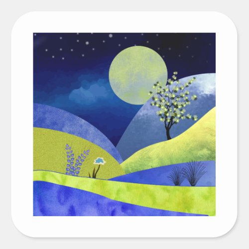 Spring Moonrise Square Sticker