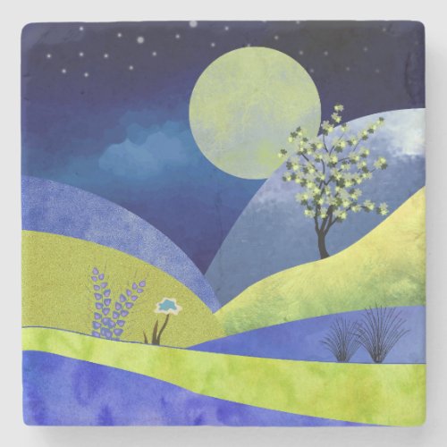 Spring Moonrise Stone Coaster