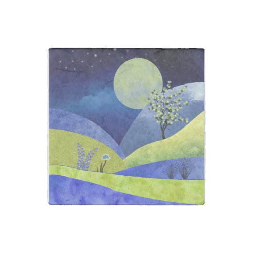 Spring Moonrise Stone Magnet