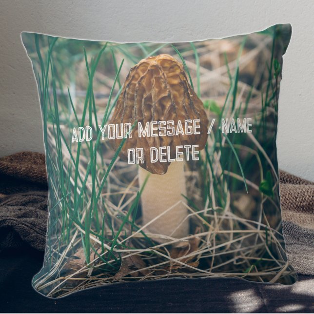 Spring Morel Mushroom Throw Pillow (Creator Uploaded)