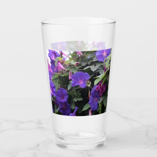 Spring Morning Glories in Blue Glass