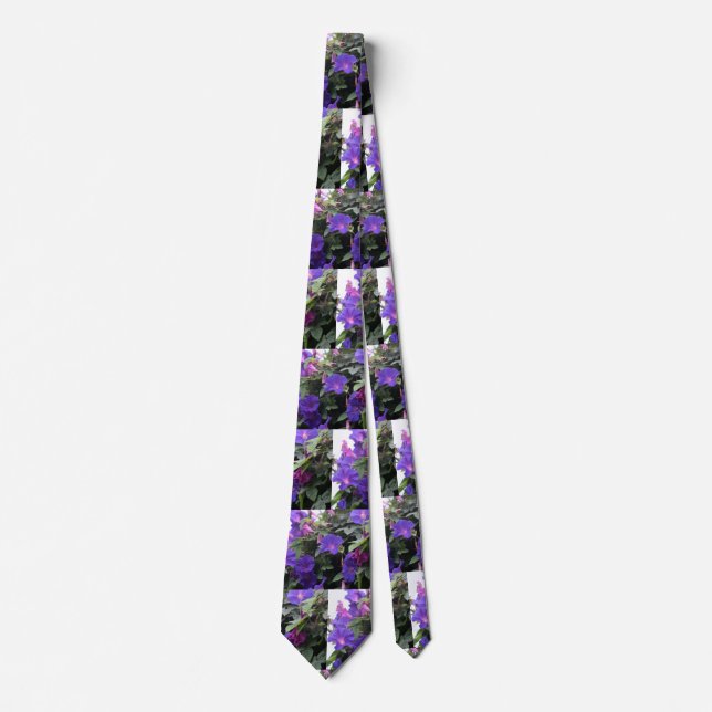 Spring Morning Glories in Blue Neck Tie (Front)