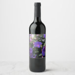 Spring Morning Glories in Blue Wine Label