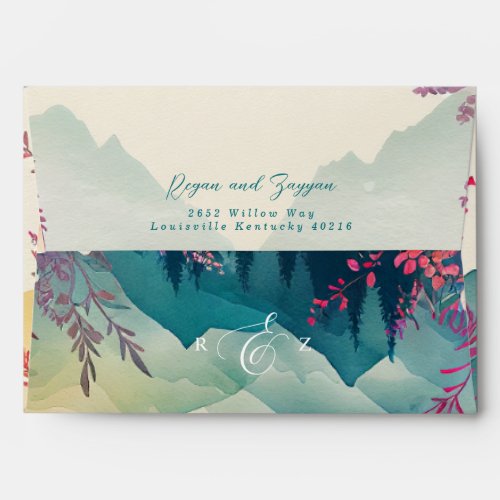 Spring Mountain Floral Wedding Envelope