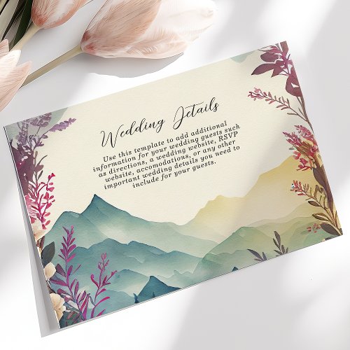 Spring Mountains Floral Wedding Details Enclosure Card