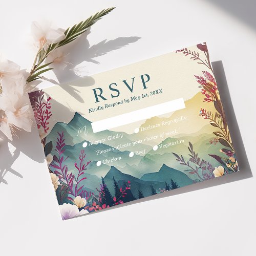 Spring Mountains Floral Wedding RSVP Card