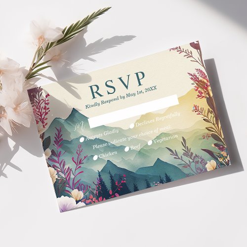 Spring Mountains Floral Wedding Rsvp Card