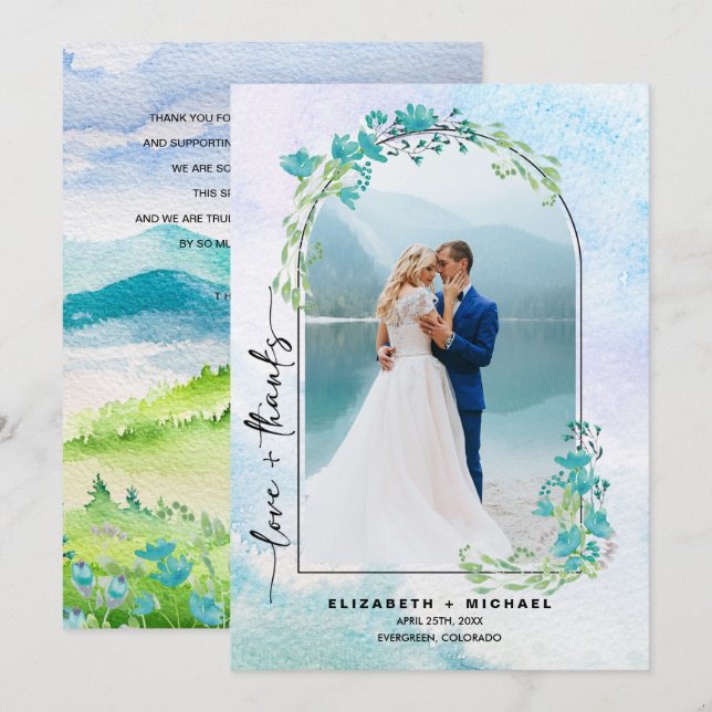 Spring Mountains Wedding Thank You Photo Card (Front/Back)