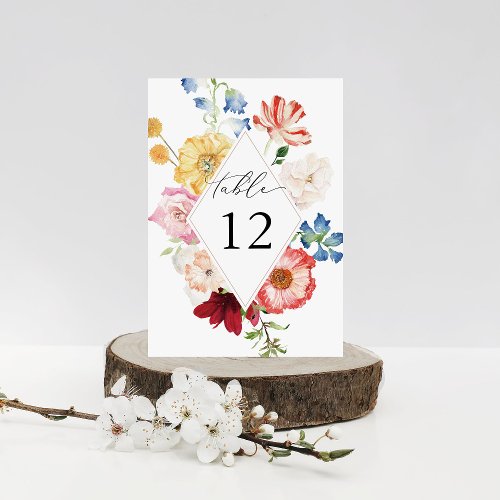 Spring Multi Color Floral Thicker Table Numbers