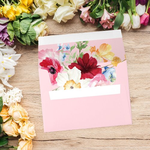 Spring Multi Color Florals 4 Pink Envelope