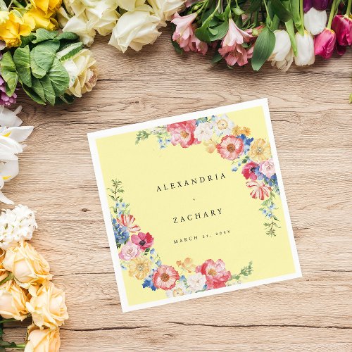 Spring Multi Color Florals Napkins _ Yellow