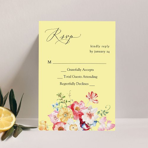 Spring Multi Color Florals no Meal RSVP _ Yellow