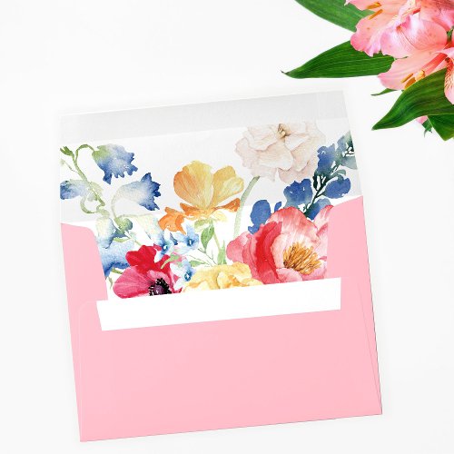 Spring Multi Color Florals _ Pink Envelope