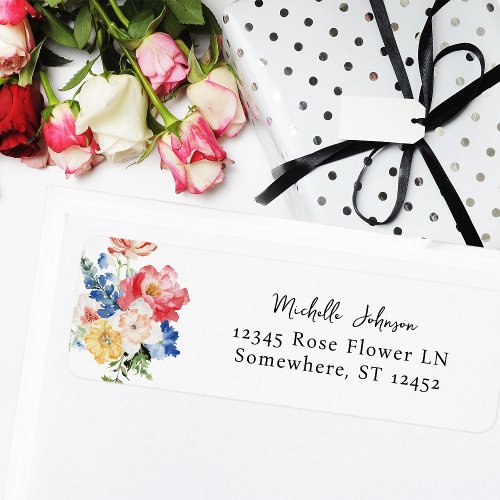 Spring Multi Color Florals Return Address  Label