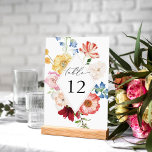 Spring Multi Color Florals Table Number<br><div class="desc">Dress up your wedding or party tables with your Spring Multi Color Florals Table Number Card.  Made with pink,  red,  white,  blue,  and yellow hand painted,  watercolor florals.</div>