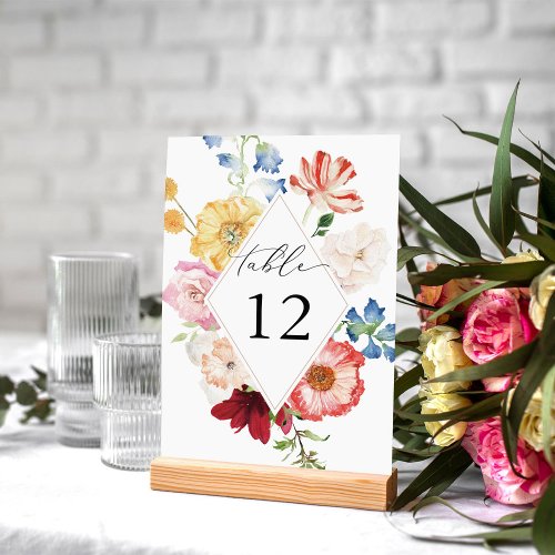 Spring Multi Color Florals Table Number