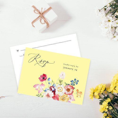 Spring Multi Color Florals w Meal RSVP _ Yellow