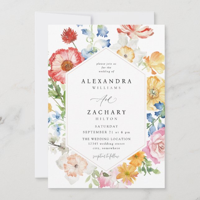 Spring Multi Color Florals Wedding 2 Invitation (Front)