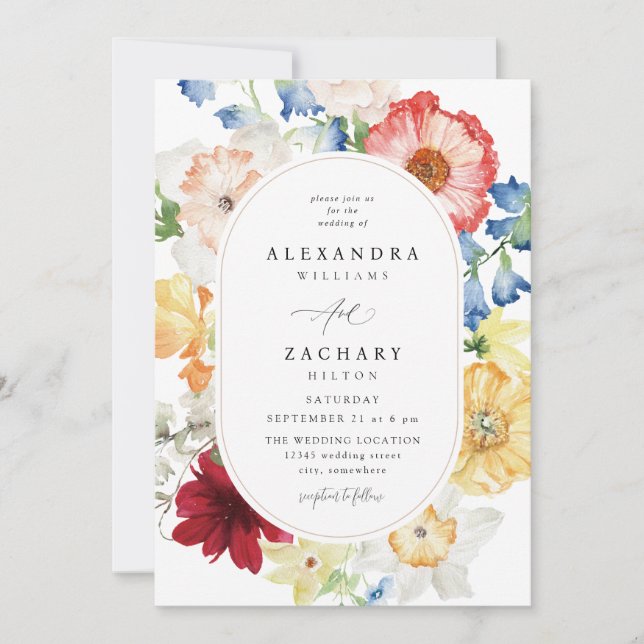 Spring Multi Color Florals Wedding 3b Invitation (Front)