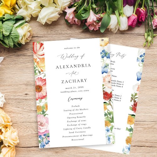 Spring Multi Color Florals Wedding Program