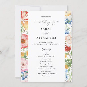 Spring Multi Color Florals Wedding Program