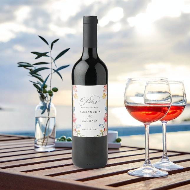 Spring Multi Color Florals Wine Label (Creator Uploaded)