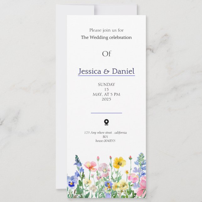 Spring multi floral colors garden wedding invitati invitation (Front)