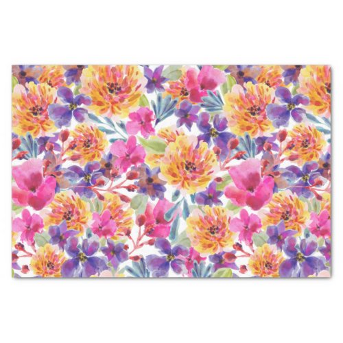 Spring Multicolor watercolor floral bloom Tissue Paper