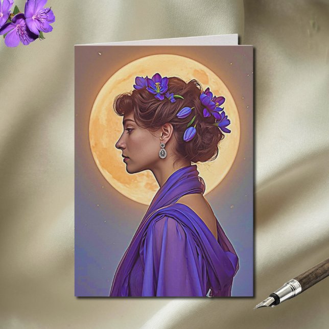 Spring Muse  in purple Folded Greeting Card (Creator Uploaded)