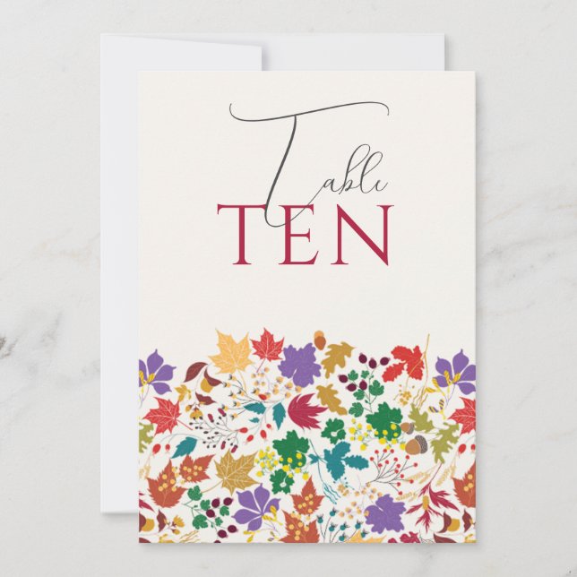 Spring Mustard Meadow Flower Wedding Table Number (Front)