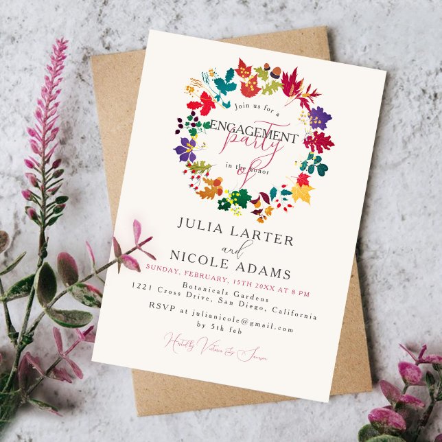 Spring Mustard Purple Meadow Engagement Party Invitation (Creator Uploaded)