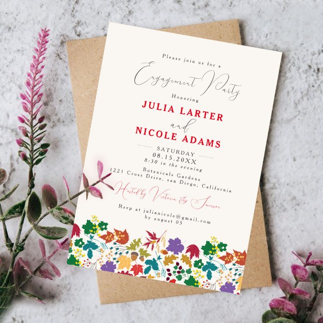 Spring Mustard Purple Meadow Engagement Party Invitation (Creator Uploaded)
