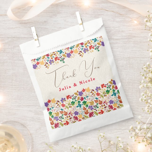 Spring Mustard Yellow Purple Meadow Flower Wedding Favor Bag (Clipped)