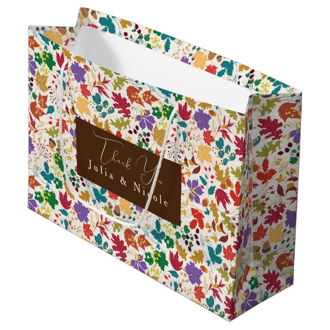 Spring Mustard Yellow Purple Meadow Flower Wedding Large Gift Bag (Front Angled)