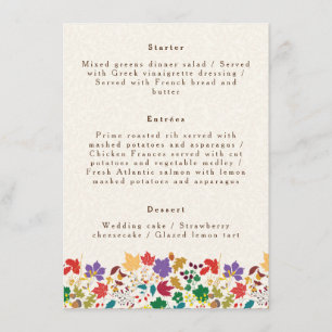 Spring Mustard Yellow Purple Meadow Flower Wedding Menu