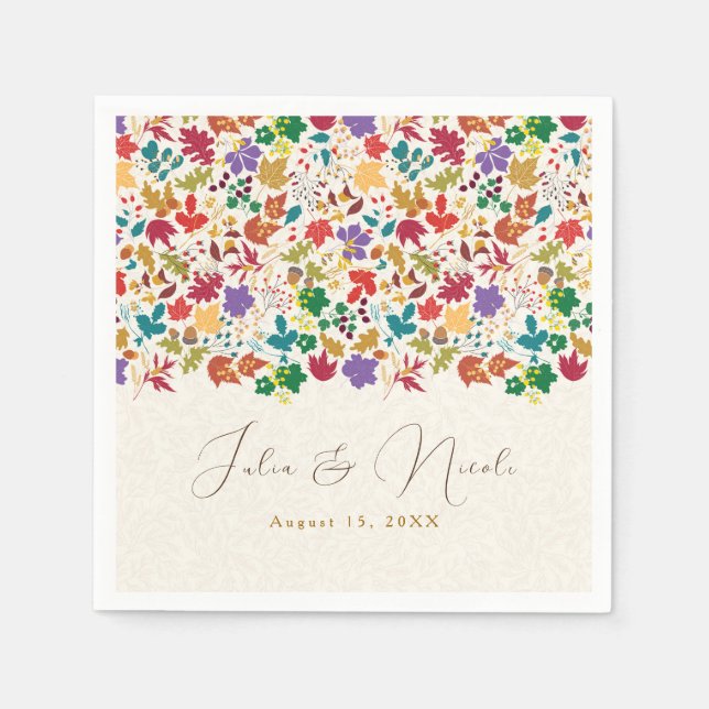 Spring Mustard Yellow Purple Meadow Flower Wedding Napkins (Front)
