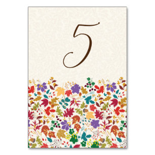 Spring Mustard Yellow Purple Meadow Flower Wedding Table Number