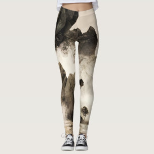 Spring Mystic Fox Misty Mountain Minimalist Zen Leggings