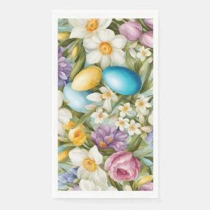 Spring. Narcissus, Hyacinths, Tulips, Easter Eggs Paper Guest Towels