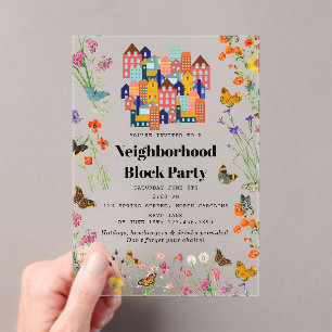 Spring Neighborhood BBQ Block Party Acrylic Invitations