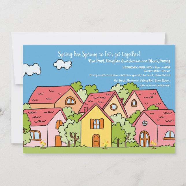 Spring Neighborhood Block Party Invitation (Front)