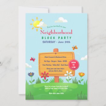 Spring Neighborhood Block Party Invitation by CottonLamb at Zazzle
