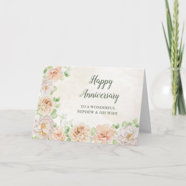 Spring Nephew and His Wife Wedding Anniversary Card (Front)