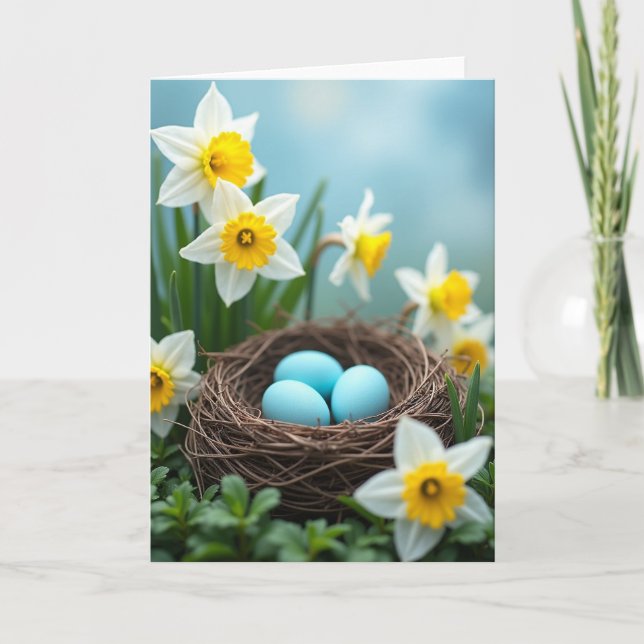 Spring Nest And Eggs Greeting Card (Front)