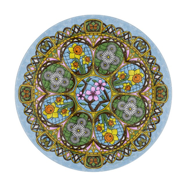 Spring Nouveau Glass Cutting Board (Front)
