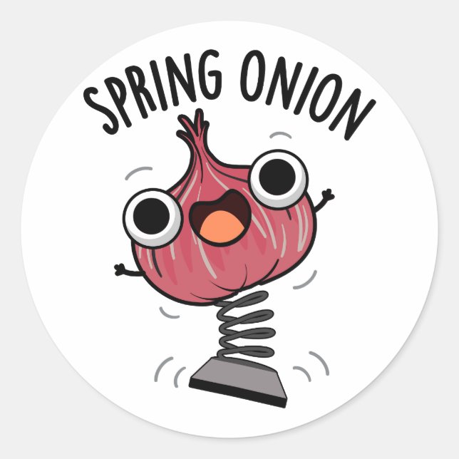Spring Onion Funny Veggie Pun  Classic Round Sticker (Front)