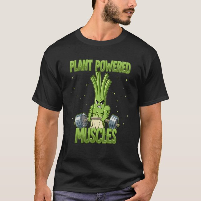 Spring Onion Gym Weight Training Plant Powered Mus T-Shirt (Front)